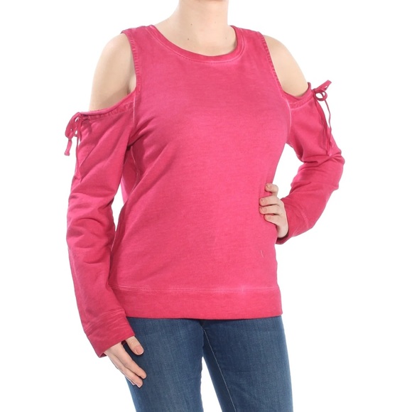 Pink Cold Shoulder Sweatshirt - Picture 2 of 5